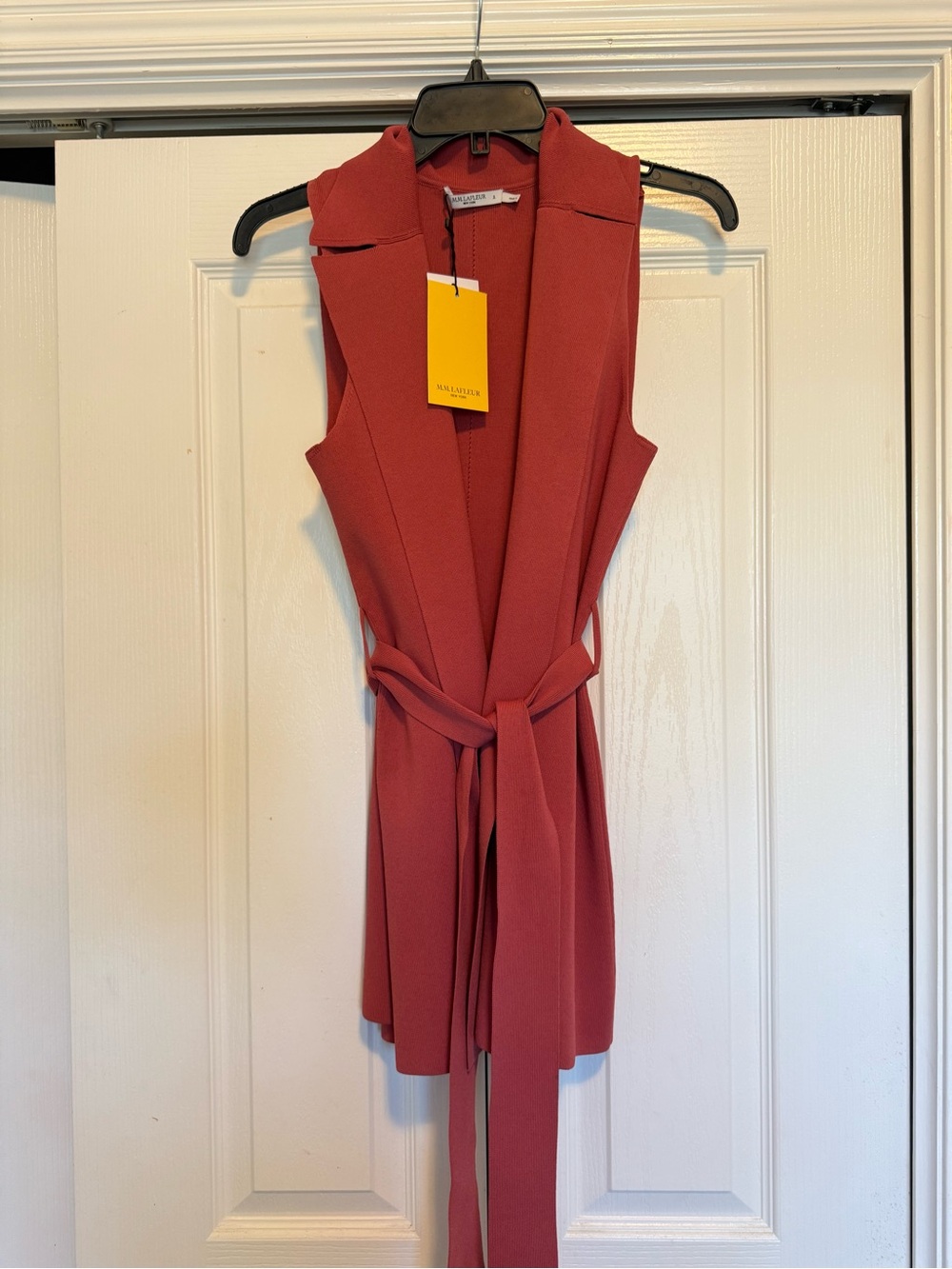 MM.LaFleur Sleeveless Wrap Vest Dress in Rust